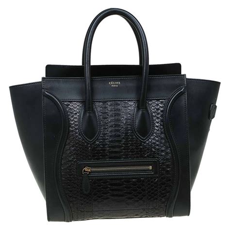 celine black python mini luggage bag|the Celine luggage tote.